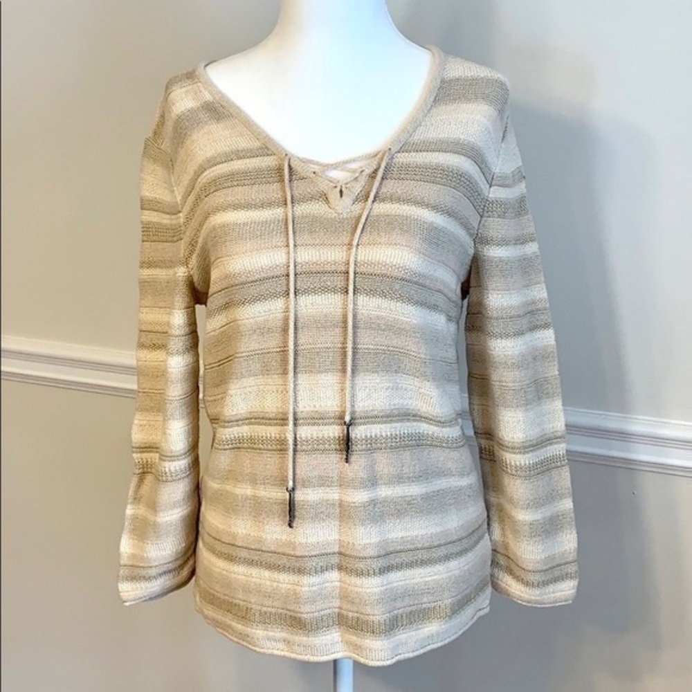 LAUREN LRL JEANS Beige & Cream Striped Sweater M